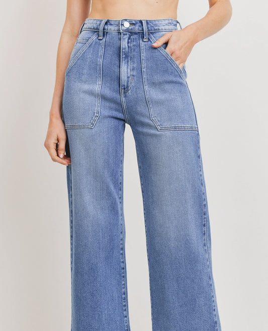 HR Utility Wide Leg Medium Denim