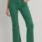 Green Crop Flare Jeans