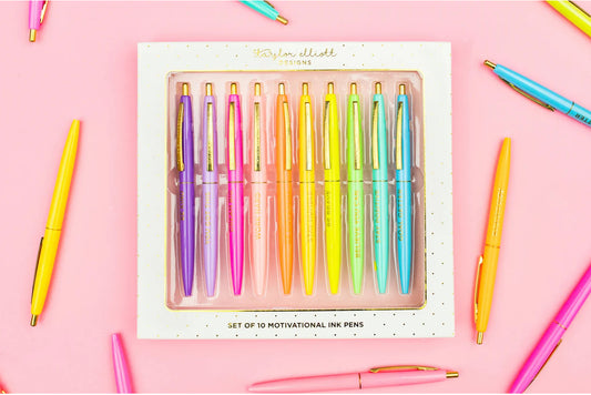 Set of 10 Motivational Pen Set