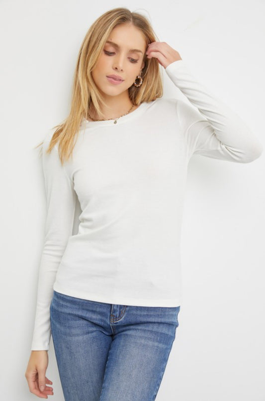 Round Neck Long Sleeve Knit Top