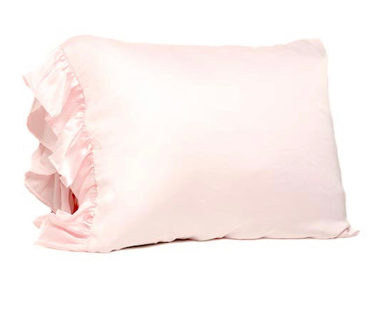 Silky Ruffle Pillow Case - Pink