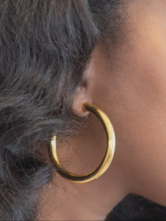 Medium Chunky Hoop Earrings - Gold