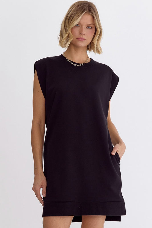 Daytime French Terry Dress - Black