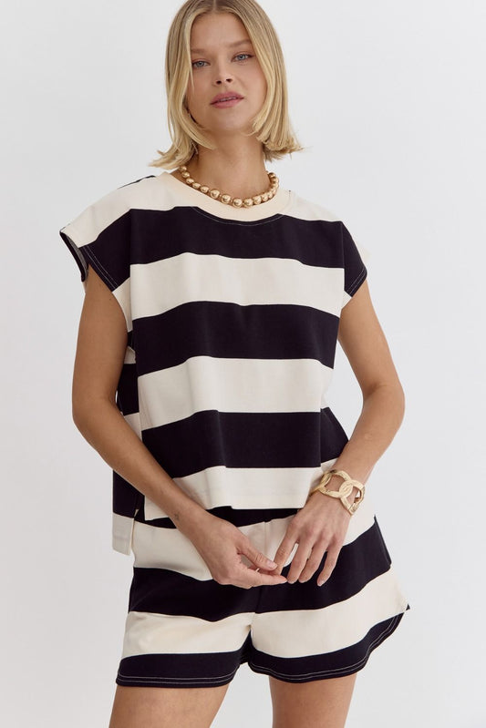 The Game Day Stripe Set - Black & Ivory