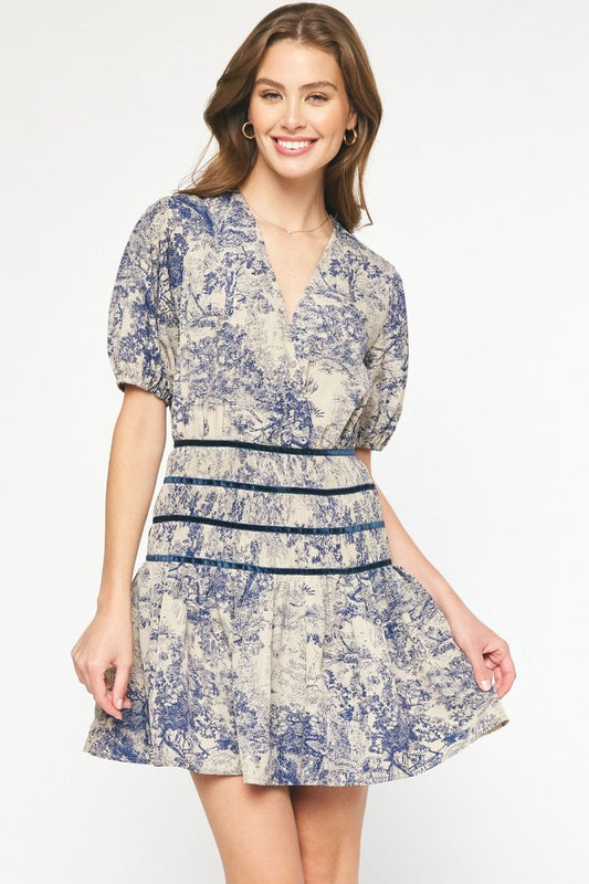 Midnight Toile Dress