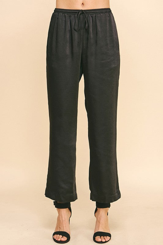 Florence Satin Pants-Black