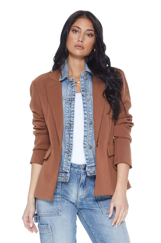 Helen Blazer - Toffee w/ Denim Insert