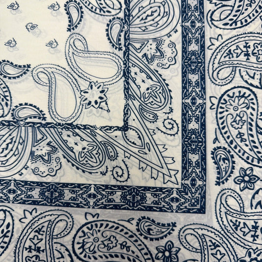 Ivory/Navy Paisley Scarf