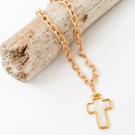 Mother of Pearl Cross Necklace