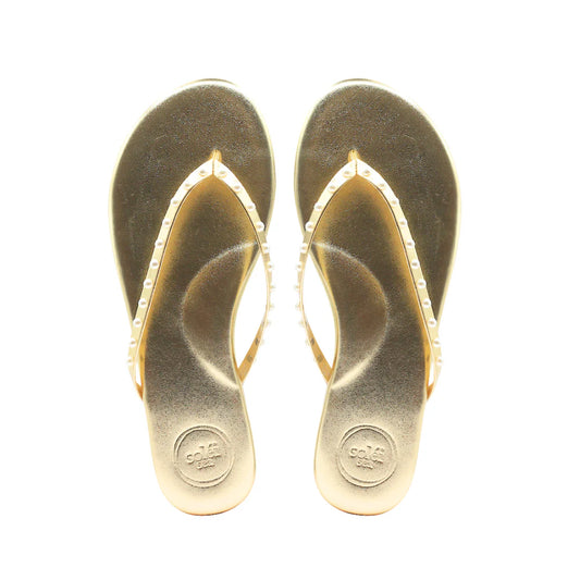 Gold Pearl Flip Flops
