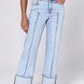 Holly High Rise Cuffed Hem Straight Jeans - Lakeshore Wash