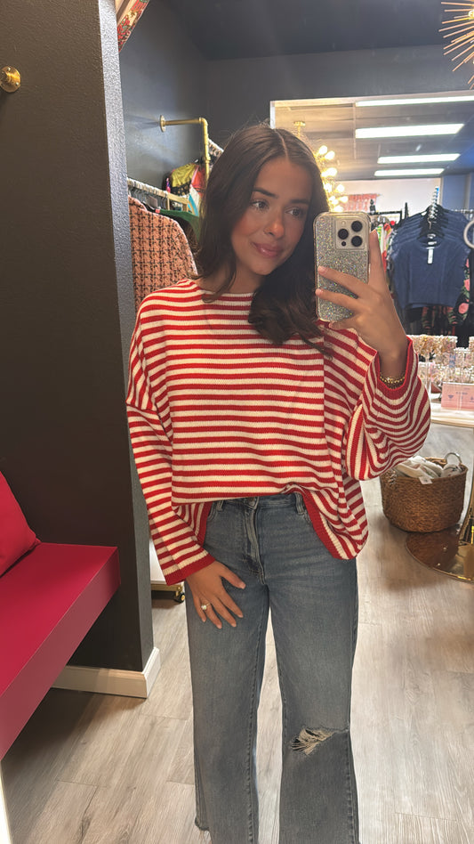 Hazel Stripe Sweater - Red