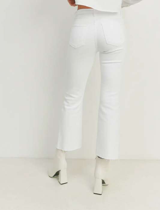 White Vintage Cropped Flare Jeans