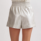 Good Mood Leather Shorts - Silver