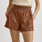 Good Mood Leather Shorts - Walnut