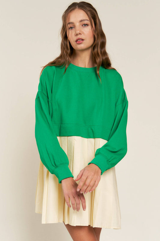 Green Colorblock Mini Dress