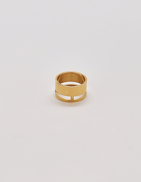 Admiral Row - Gold Geo Wide Bar Ring